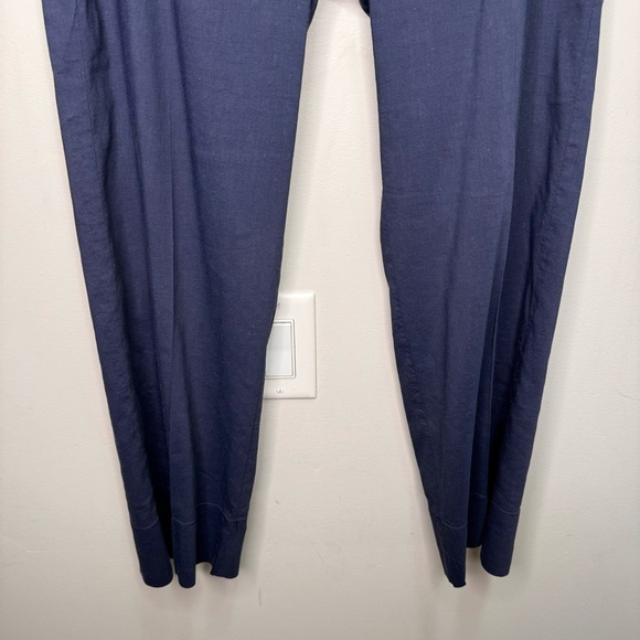 Theory Blue Linen Cropped Straight Leg Cropped Pants Size 8 - Picture 14 of 14